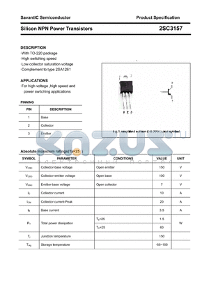 2SC3157 datasheet - Silicon NPN Power Transistors