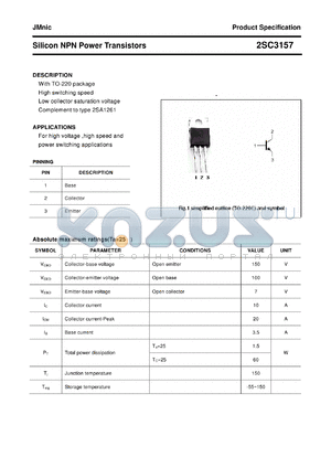 2SC3157 datasheet - Silicon NPN Power Transistors