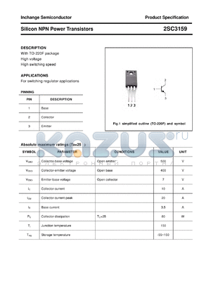 2SC3159 datasheet - Silicon NPN Power Transistors