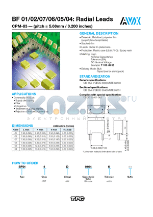 BF04 datasheet - Radial Leads