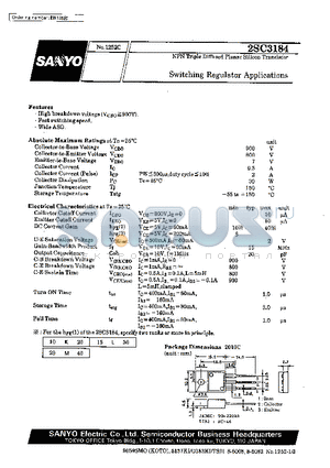 2SC3184 datasheet - Switching Regulator Applications