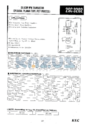 2SC3202 datasheet - SILICON NPN TRANSISTOR EPITAXIAL PLANAR TYPE(PCT PROCESS)