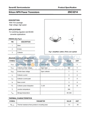 2SC3214 datasheet - Silicon NPN Power Transistors