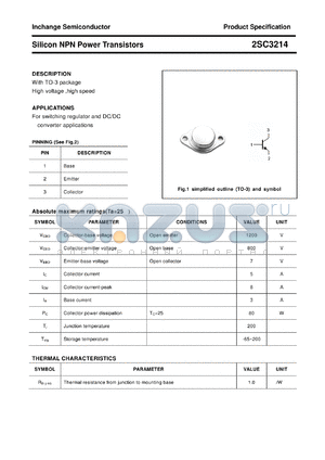 2SC3214 datasheet - Silicon NPN Power Transistors