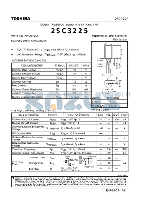 2SC3225 datasheet - NPN EPITAXIAL PLANAR TYPE(for Switching, Solenoid Driveapplications)