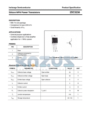 2SC3230 datasheet - Silicon NPN Power Transistors