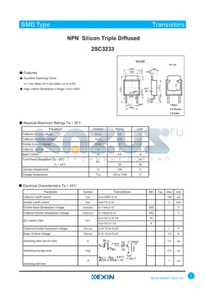 2SC3233 datasheet - NPN Silicon Triple Diffused