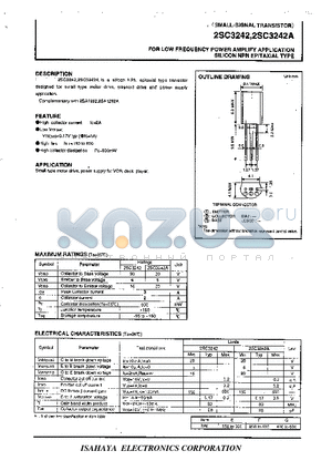 2SC3242 datasheet - FOR LOW FREQUENCY POWER AMPLIFY APPLICATION SILICON NPN EPITAXIAL TYPE