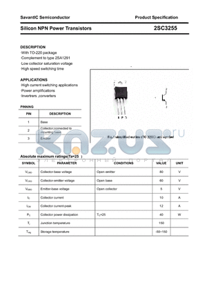 2SC3255 datasheet - Silicon NPN Power Transistors