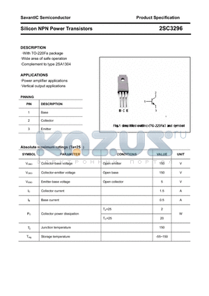 2SC3296 datasheet - Silicon NPN Power Transistors