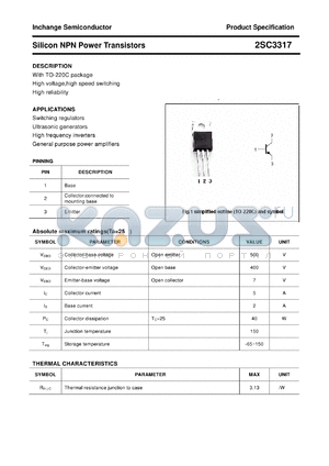 2SC3317 datasheet - Silicon NPN Power Transistors