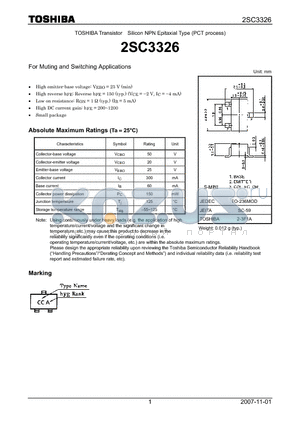 2SC3326_07 datasheet - Silicon NPN Epitaxial Type (PCT process) For Muting and Switching Applications