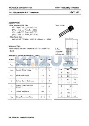 2SC3355 datasheet - isc Silicon NPN RF Transistor