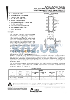 5962-9689401QRA datasheet - 3.3V 10 BIT ANALOG TO DIGITAL CONVERTERS WITH SERIAL CONTROL AND 11 ANALOG INPUTS