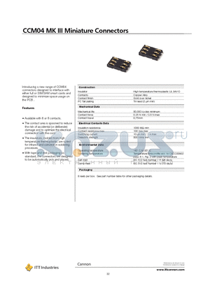 CCM04-5111 datasheet - Miniature Connectors