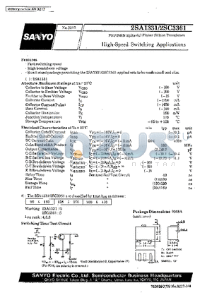 2SC3361 datasheet - High-Speed Switching Applications