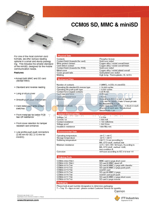 CCM05-5773T50 datasheet - SD, MMC & miniSD