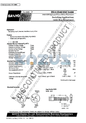 2SC3400 datasheet - PNP/NPN Epitaxial Planar Silicon Transistors