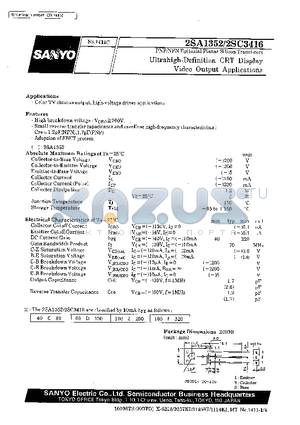 2SC3416 datasheet - Ultrahigh-Definition CRT Display Video Output Applications