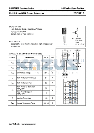 2SC3416 datasheet - isc Silicon NPN Power Transistor