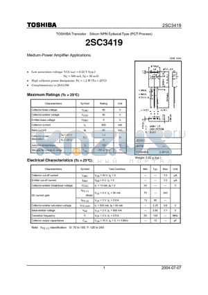 2SC3419_04 datasheet - Medium-Power Amplifier Applications
