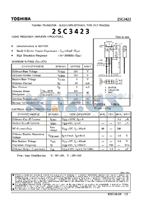 2SC3423 datasheet - NPN EPITAXIAL TYPE (AUDIO FREQUENCY AMPLIFIER APPLICATIONS)