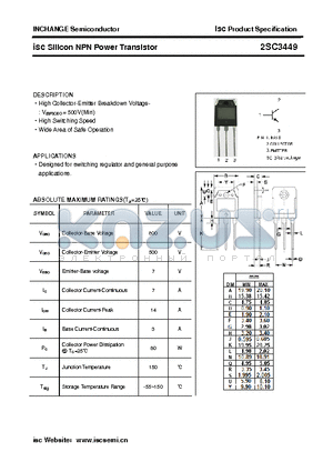 2SC3449 datasheet - isc Silicon NPN Power Transistor