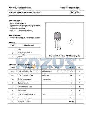 2SC3458 datasheet - Silicon NPN Power Transistors