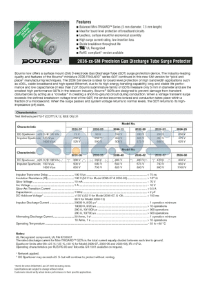 2036-15-SM-LF datasheet - Precision Gas Discharge Tube Surge Protector