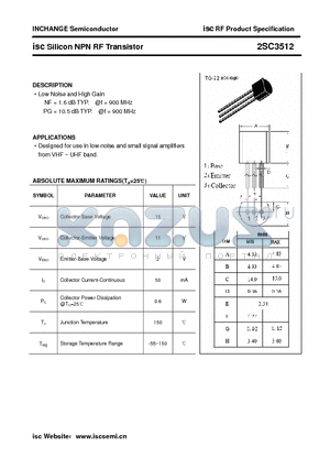 2SC3512 datasheet - isc Silicon NPN RF Transistor