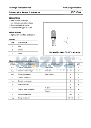 2SC3540 datasheet - Silicon NPN Power Transistors