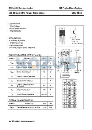 2SC3549 datasheet - isc Silicon NPN Power Transistors