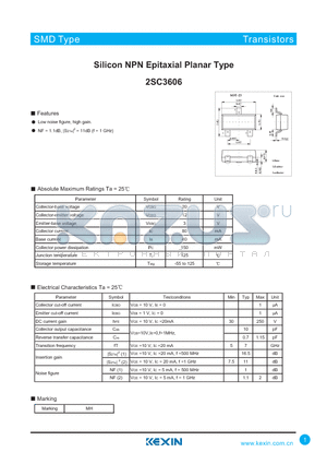 2SC3606 datasheet - Silicon NPN Epitaxial Planar Type