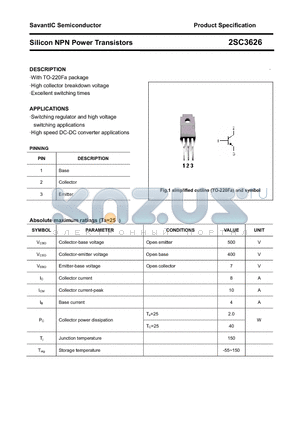 2SC3626 datasheet - Silicon NPN Power Transistors