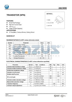 2SC3650 datasheet - TRANSISTOR (NPN)