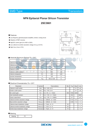 2SC3661 datasheet - NPN Epitaxial Planar Silicon Transistor