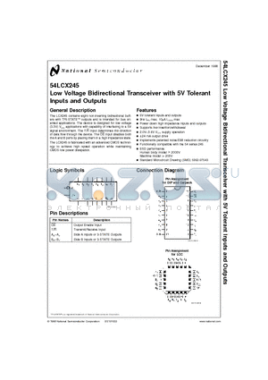 5962-9754302Q2A datasheet - Low Voltage Bidirectional Transceiver with 5V Tolerant Inputs and Outputs