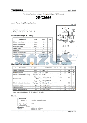 2SC3666 datasheet - Audio Power Amplifier Applications