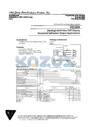 2SC3688 datasheet - Ultrahigh-Definition CRT Display Horizontal Deflection Output Applications