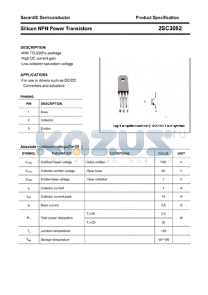 2SC3692 datasheet - Silicon NPN Power Transistors