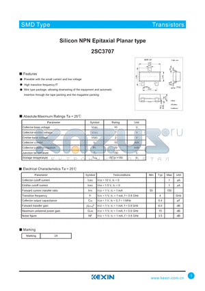 2SC3707 datasheet - Silicon NPN Epitaxial Planar type