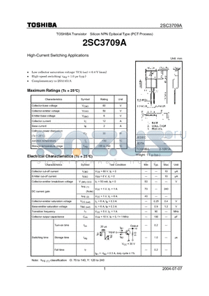 2SC3709A datasheet - High-Current Switching Applications