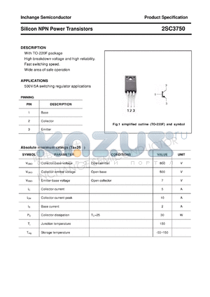 2SC3750 datasheet - Silicon NPN Power Transistors