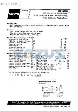 2SC3776 datasheet - UHF Oscillator, Mixer, Low-Noise Amp, Wide-Band Amp Applications