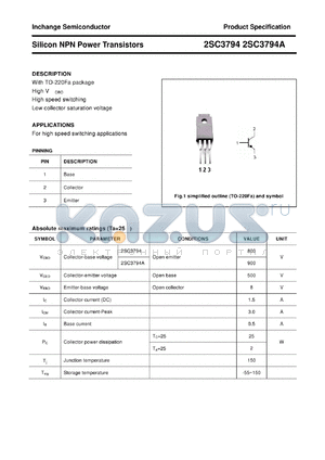 2SC3794A datasheet - Silicon NPN Power Transistors