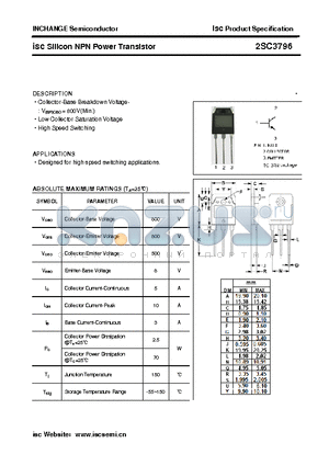 2SC3796 datasheet - isc Silicon NPN Power Transistor