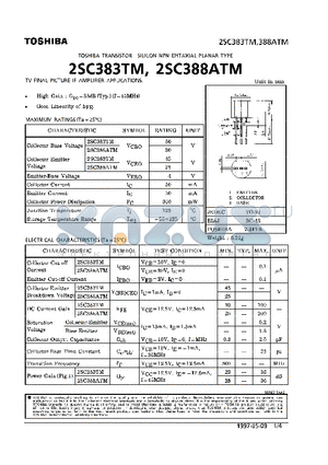 2SC383 datasheet - NPN EPITAXIAL PLANAR TYPE (TV FINAL PICTURE IF AMPLIFIER APPLICATIONS)