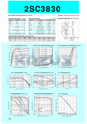 2SC3830 datasheet - Silicon NPN Triple Diffused Planar Transistor(Switching Regulator and General Purpose)