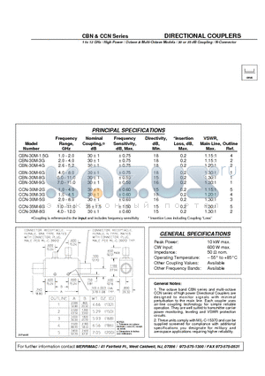 CCN-30M-3G datasheet - DIRECTIONAL COUPLERS