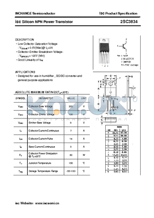 2SC3834 datasheet - isc Silicon NPN Power Transistor